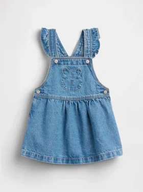 Bebek & Yürümeye Başlayan Çocuk Ayı Cepli Denim Etekli Tulum