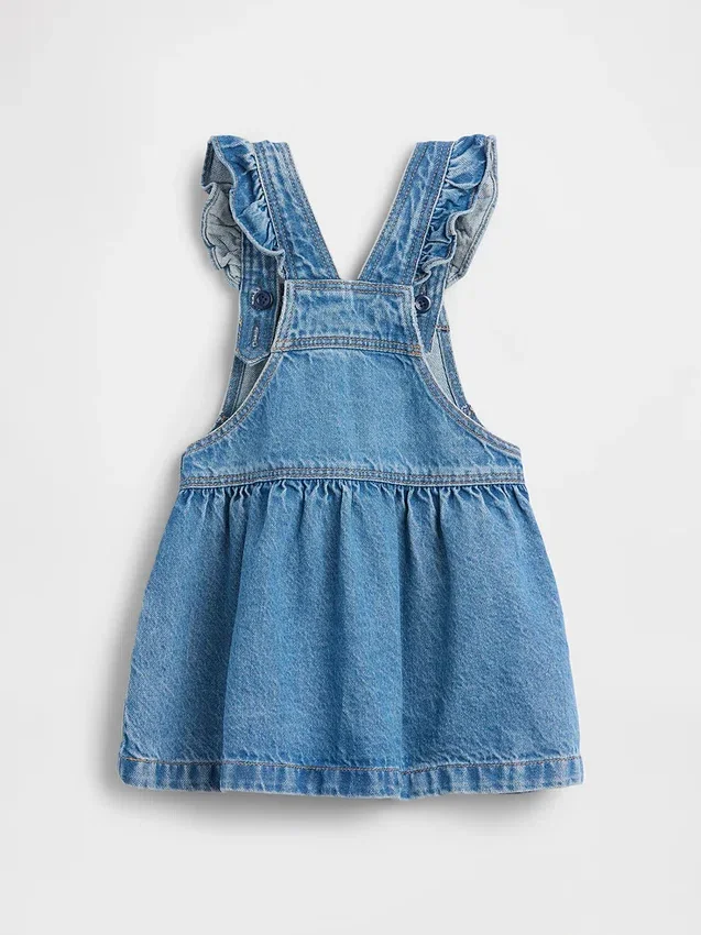 Bebek & Yürümeye Başlayan Çocuk Ayı Cepli Denim Etekli Tulum