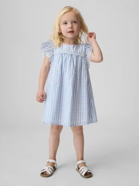 Bebek & Yürümeye Başlayan Çocuk Delikli Gingham Elbise