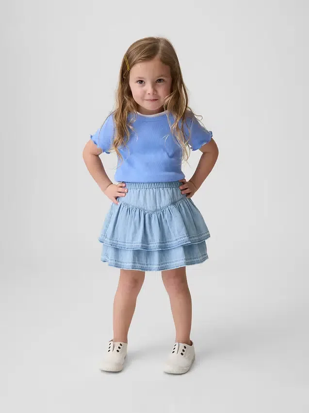 Bebek & Yürümeye Başlayan Çocuk Denim Fırfırlı Etek-Şort