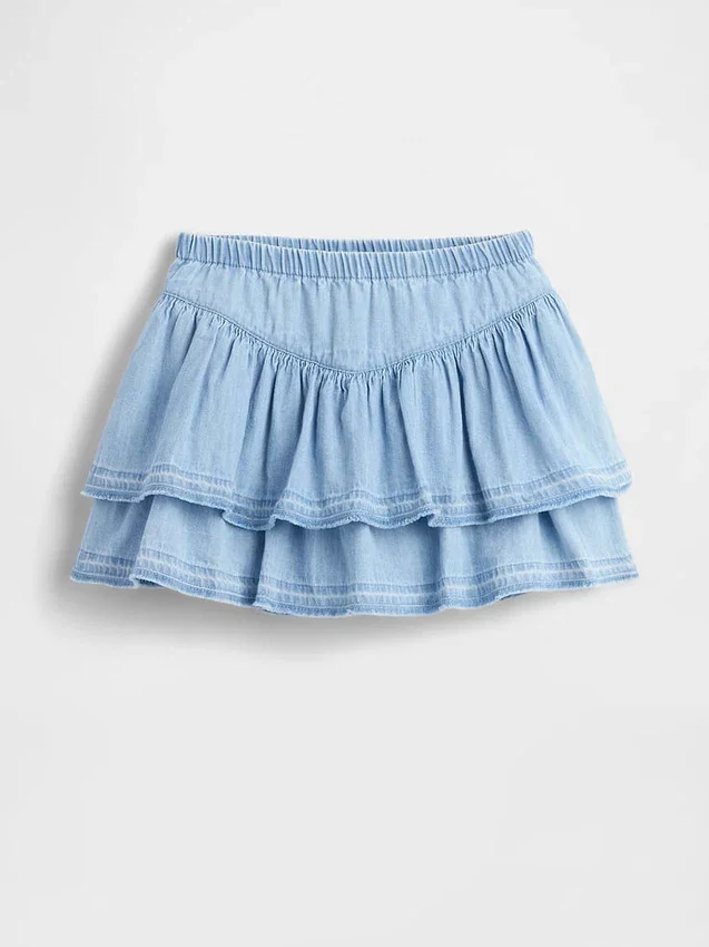 Bebek & Yürümeye Başlayan Çocuk Denim Fırfırlı Etek-Şort