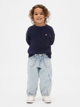 Bebek & Yürümeye Başlayan Çocuk Denim Çizgili At Nalı Jean'ler