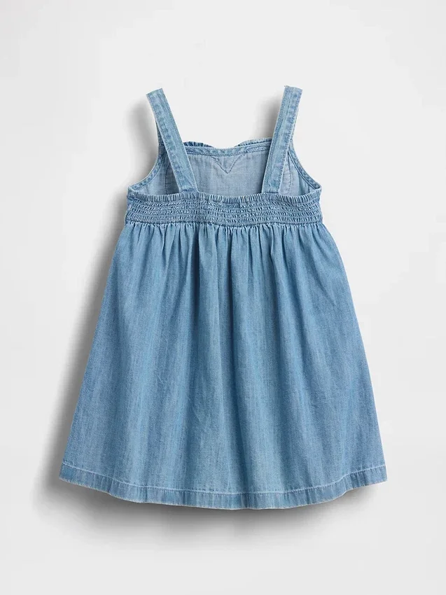 Bebek & Yürümeye Başlayan Çocuk Denim Kalpli Tank Elbise