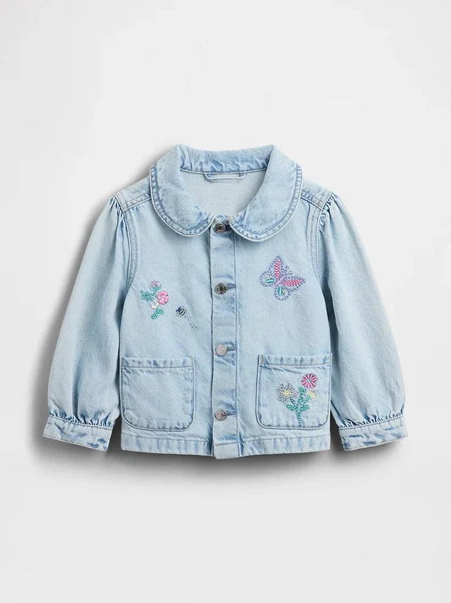 Bebek & Yürümeye Başlayan Çocuk Denim Nakışlı İş Ceketi