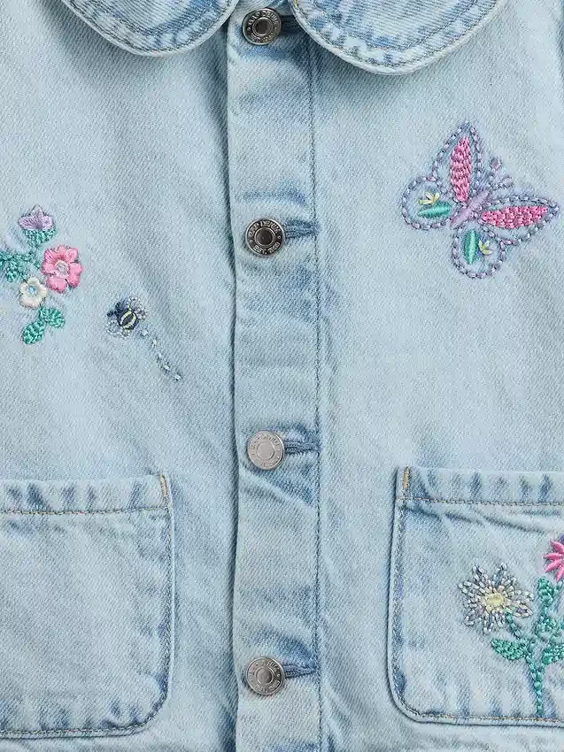 Bebek & Yürümeye Başlayan Çocuk Denim Nakışlı İş Ceketi