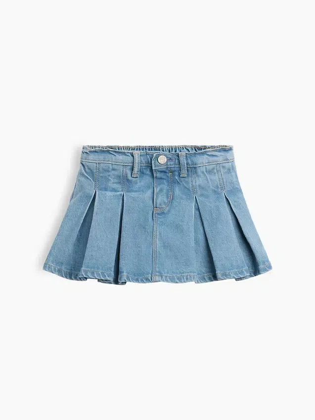 Bebek & Yürümeye Başlayan Çocuk Denim Pileli Etek-Şort