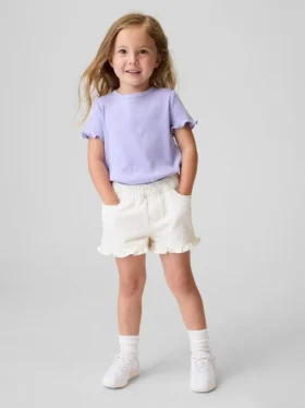 Bebek & Yürümeye Başlayan Çocuk Denim Stride Çekip Giyilebilir Fırfırlı Şortlar