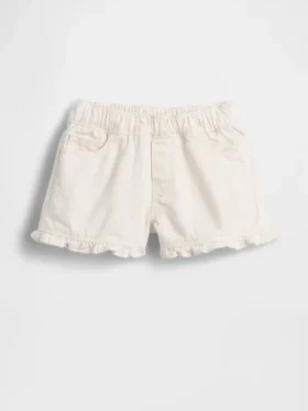 Bebek & Yürümeye Başlayan Çocuk Denim Stride Çekip Giyilebilir Fırfırlı Şortlar