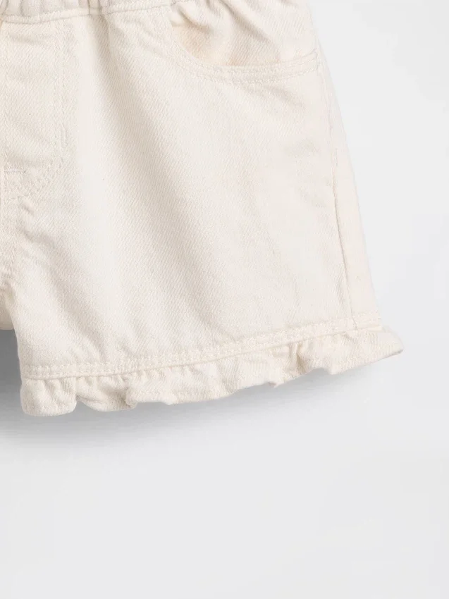 Bebek & Yürümeye Başlayan Çocuk Denim Stride Çekip Giyilebilir Fırfırlı Şortlar