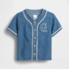 Bebek & Yürümeye Başlayan Çocuk Denim Varsity Logolu Beyzbol Gömleği