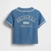 Bebek & Yürümeye Başlayan Çocuk Denim Varsity Logolu Beyzbol Gömleği