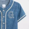 Bebek & Yürümeye Başlayan Çocuk Denim Varsity Logolu Beyzbol Gömleği