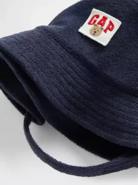 Bebek & Yürümeye Başlayan Çocuk Havlu Havlu Kumaş Brannan Bear Logolu Kova Şapka