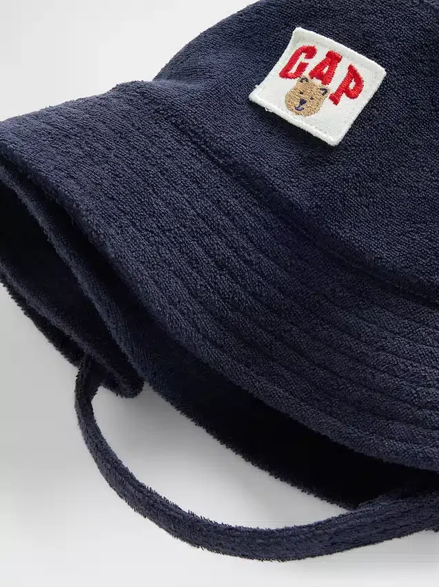 Bebek & Yürümeye Başlayan Çocuk Havlu Havlu Kumaş Brannan Bear Logolu Kova Şapka