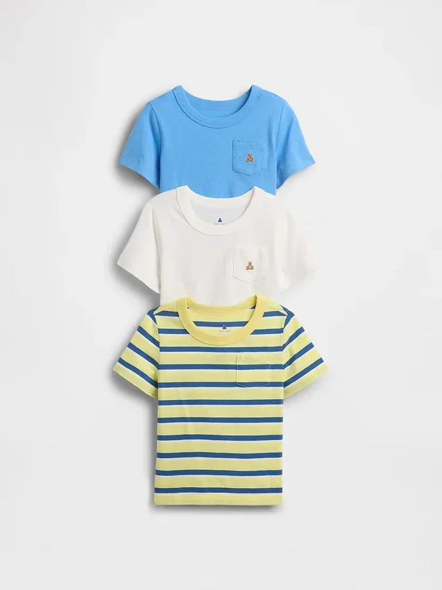 Bebek & Yürümeye Başlayan Çocuk İçin Mix & Match Cepli Tişört (3'lü Paket)