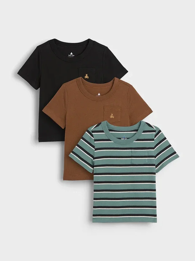 Bebek & Yürümeye Başlayan Çocuk İçin Mix & Match Cepli Tişört (3'lü Paket)
