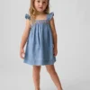 Bebek & Yürümeye Başlayan Çocuk İçin Nakışlı Denim Elbise