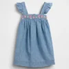 Bebek & Yürümeye Başlayan Çocuk İçin Nakışlı Denim Elbise