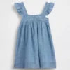 Bebek & Yürümeye Başlayan Çocuk İçin Nakışlı Denim Elbise