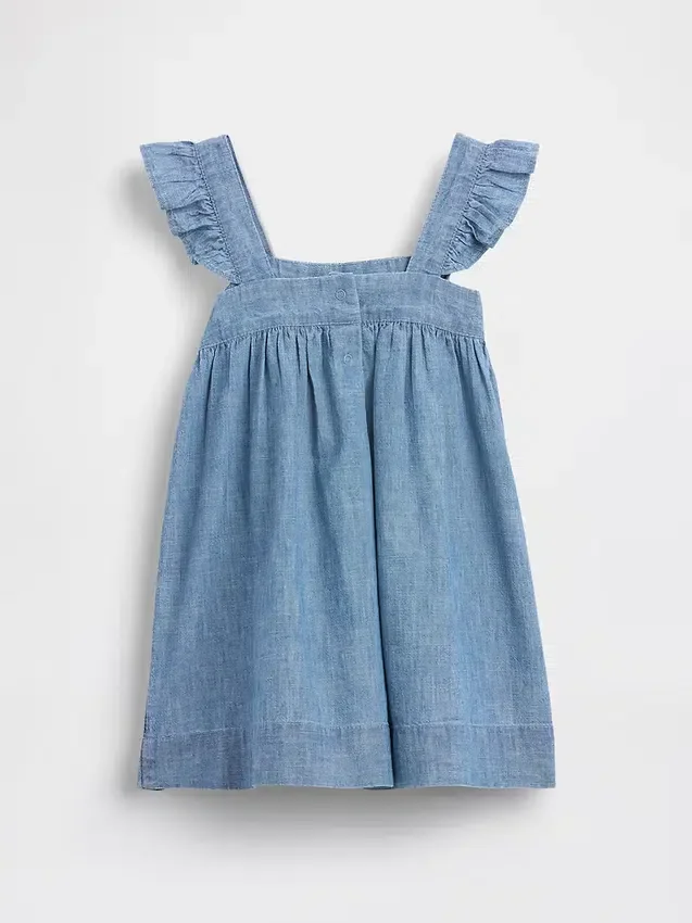 Bebek & Yürümeye Başlayan Çocuk İçin Nakışlı Denim Elbise