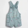 Bebek & Yürümeye Başlayan Çocuk İçin Nakışlı Denim Şortlu Tulum