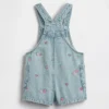 Bebek & Yürümeye Başlayan Çocuk İçin Nakışlı Denim Şortlu Tulum