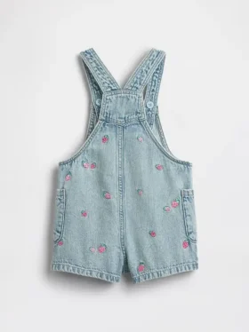 Bebek & Yürümeye Başlayan Çocuk İçin Nakışlı Denim Şortlu Tulum