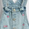 Bebek & Yürümeye Başlayan Çocuk İçin Nakışlı Denim Şortlu Tulum