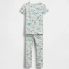 Bebek & Yürümeye Başlayan Çocuk İçin Organik Fırçalanmış Pamuklu Dino Pijama Seti
