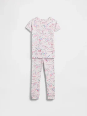 Bebek & Yürümeye Başlayan Çocuk İçin Organik Fırçalanmış Pamuklu Dino Pijama Seti