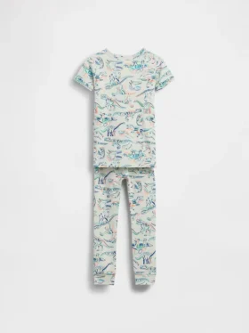 Bebek & Yürümeye Başlayan Çocuk İçin Organik Fırçalanmış Pamuklu Dino Pijama Seti
