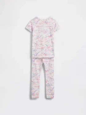 Bebek & Yürümeye Başlayan Çocuk İçin Organik Fırçalanmış Pamuklu Dino Pijama Seti