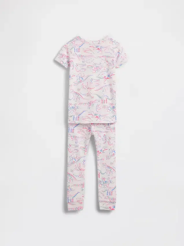 Bebek & Yürümeye Başlayan Çocuk İçin Organik Fırçalanmış Pamuklu Dino Pijama Seti