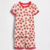 Bebek & Yürümeye Başlayan Çocuk İçin Organik Fırçalanmış Pamuklu Domates Desenli Pijama Şort Seti