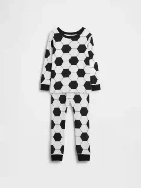 Bebek & Yürümeye Başlayan Çocuk İçin Organik Fırçalanmış Pamuklu Futbol Pijama Seti