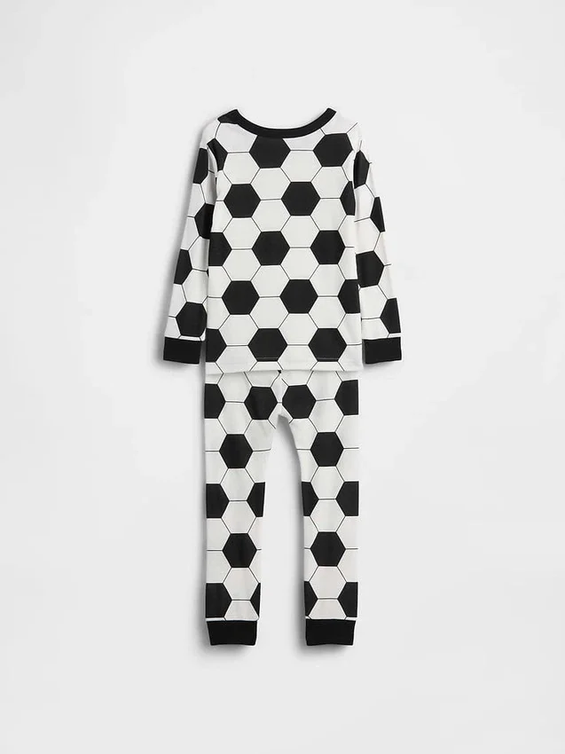 Bebek & Yürümeye Başlayan Çocuk İçin Organik Fırçalanmış Pamuklu Futbol Pijama Seti