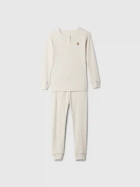 Bebek & Yürümeye Başlayan Çocuk İçin Organik Fırçalanmış Pamuklu Henley Pijama Takımı