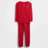 Bebek & Yürümeye Başlayan Çocuk İçin Organik Fırçalanmış Pamuklu Henley Pijama Takımı