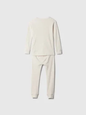 Bebek & Yürümeye Başlayan Çocuk İçin Organik Fırçalanmış Pamuklu Henley Pijama Takımı