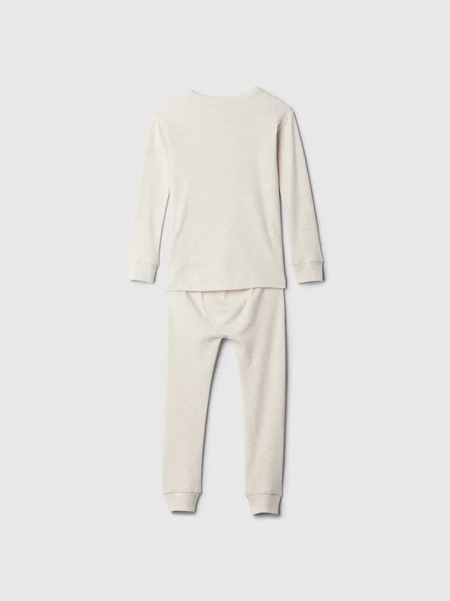 Bebek & Yürümeye Başlayan Çocuk İçin Organik Fırçalanmış Pamuklu Henley Pijama Takımı