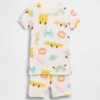 Bebek & Yürümeye Başlayan Çocuk İçin Organik Fırçalanmış Pamuklu Pasta Pijama Şort Seti