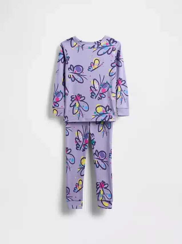 Bebek & Yürümeye Başlayan Çocuk İçin Organik Fırçalanmış Pamuklu Pijama Seti
