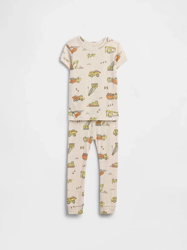 Bebek & Yürümeye Başlayan Çocuk İçin Organik Fırçalanmış Pamuklu Pijama Seti