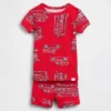 Bebek & Yürümeye Başlayan Çocuk İçin Organik Fırçalanmış Pamuklu İtfaiye Aracı Pijama Şort Seti