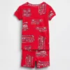 Bebek & Yürümeye Başlayan Çocuk İçin Organik Fırçalanmış Pamuklu İtfaiye Aracı Pijama Şort Seti