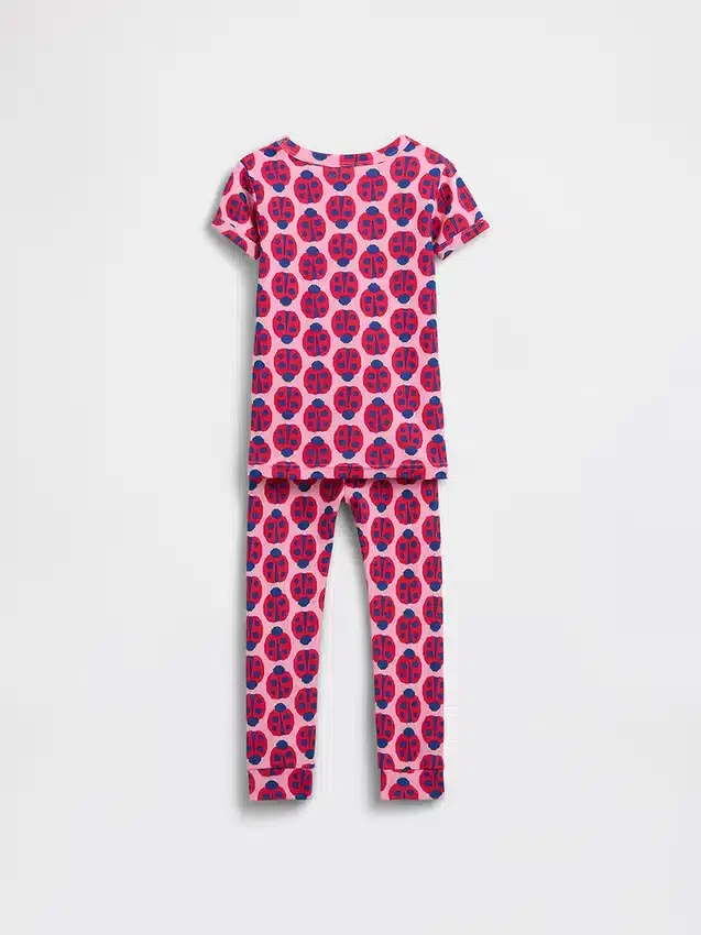 Bebek & Yürümeye Başlayan Çocuk İçin Organik Fırçalanmış Pamuklu Uğur Böceği Pijama Seti