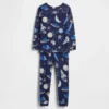 Bebek & Yürümeye Başlayan Çocuk İçin Organik Fırçalanmış Pamuklu Uzay Pijama Seti