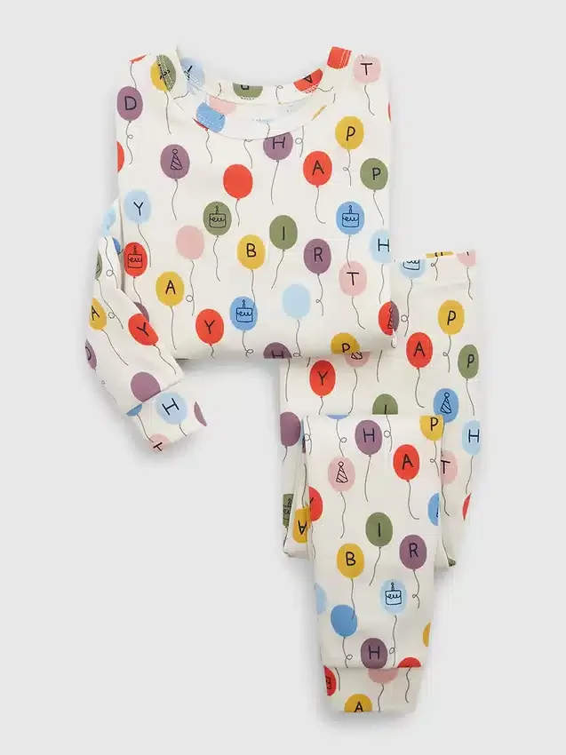 Bebek & Yürümeye Başlayan Çocuk İçin Organik Pamuklu Doğum Günü Pijama Seti