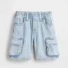 Bebek & Yürümeye Başlayan Çocuk İçin Ultra Yumuşak Denim Çekip Giyilebilir Kargo Şort
