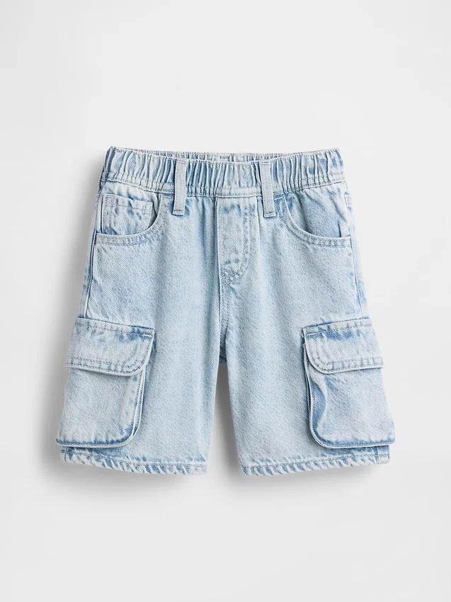 Bebek & Yürümeye Başlayan Çocuk İçin Ultra Yumuşak Denim Çekip Giyilebilir Kargo Şort
